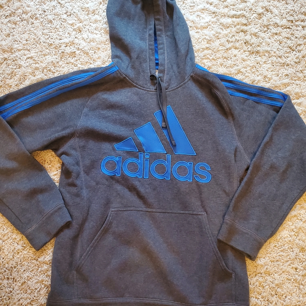 Adidas Charcoal and Royal Blue Hoodie